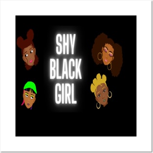 Shy Black Girl Vector Faces and Cartoon Girls with Bantu Knots Space Bun Beanie Hat Curls Posters and Art